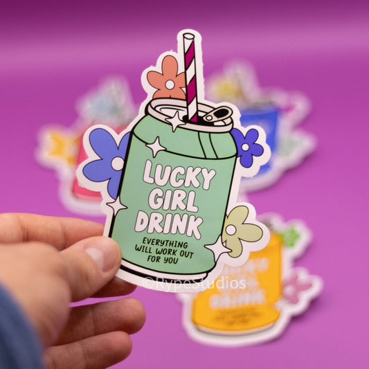 Lucky Girl Drink Sticker