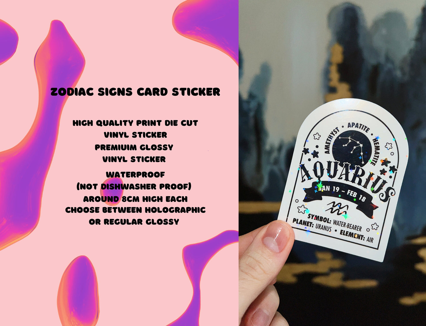 Holographic Zodiac Signs Card Stickers