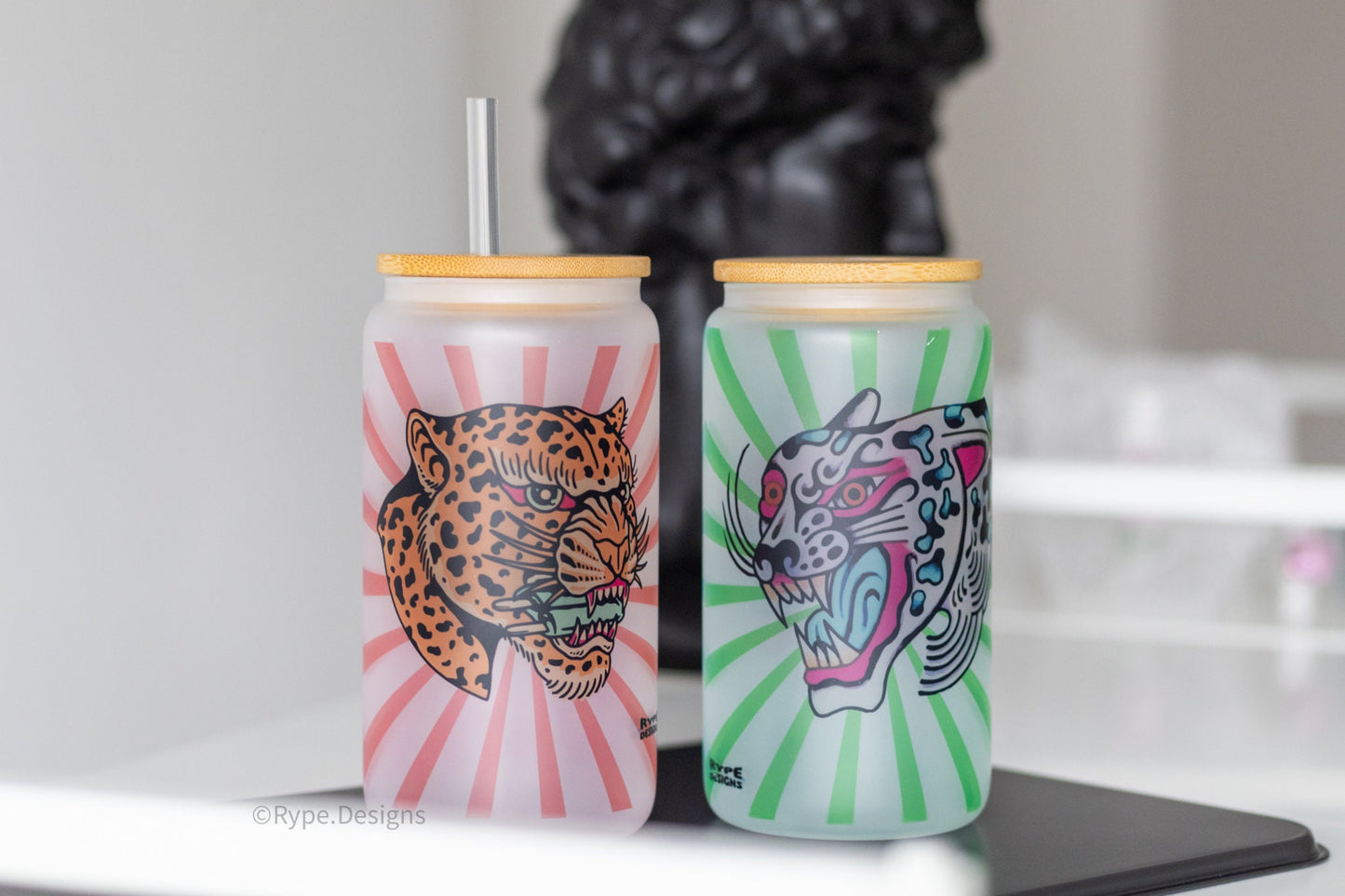 Artsy Cheetah Glass Cup