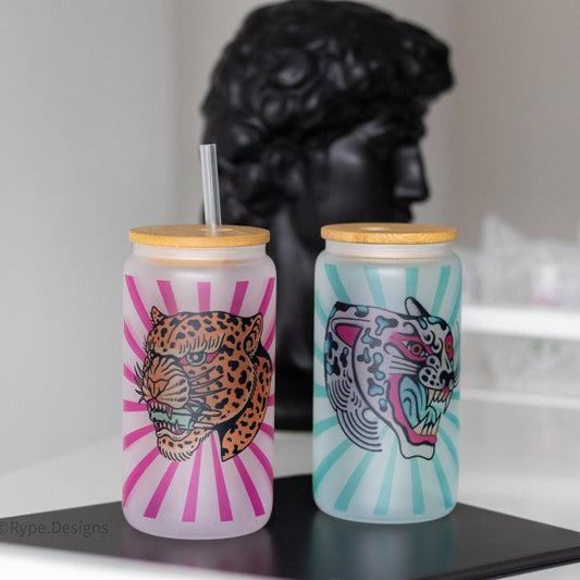 Artsy Cheetah Glass Cup