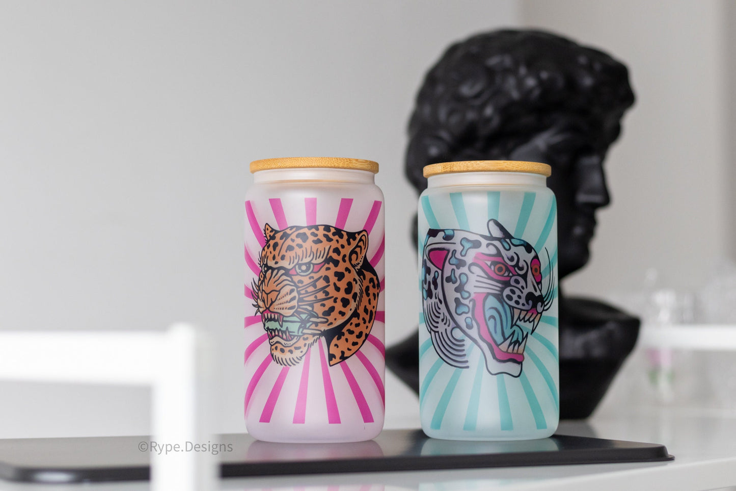 Artsy Cheetah Glass Cup